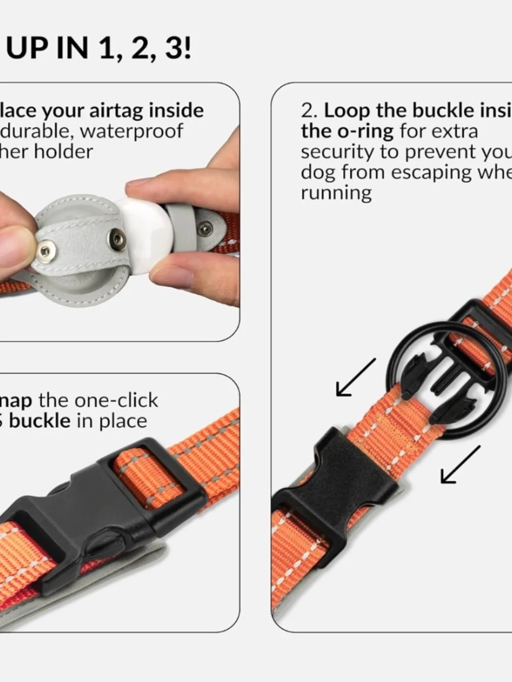 Airtag Dog Collar Small Reflective Orange CollarDirect NIB/NWT